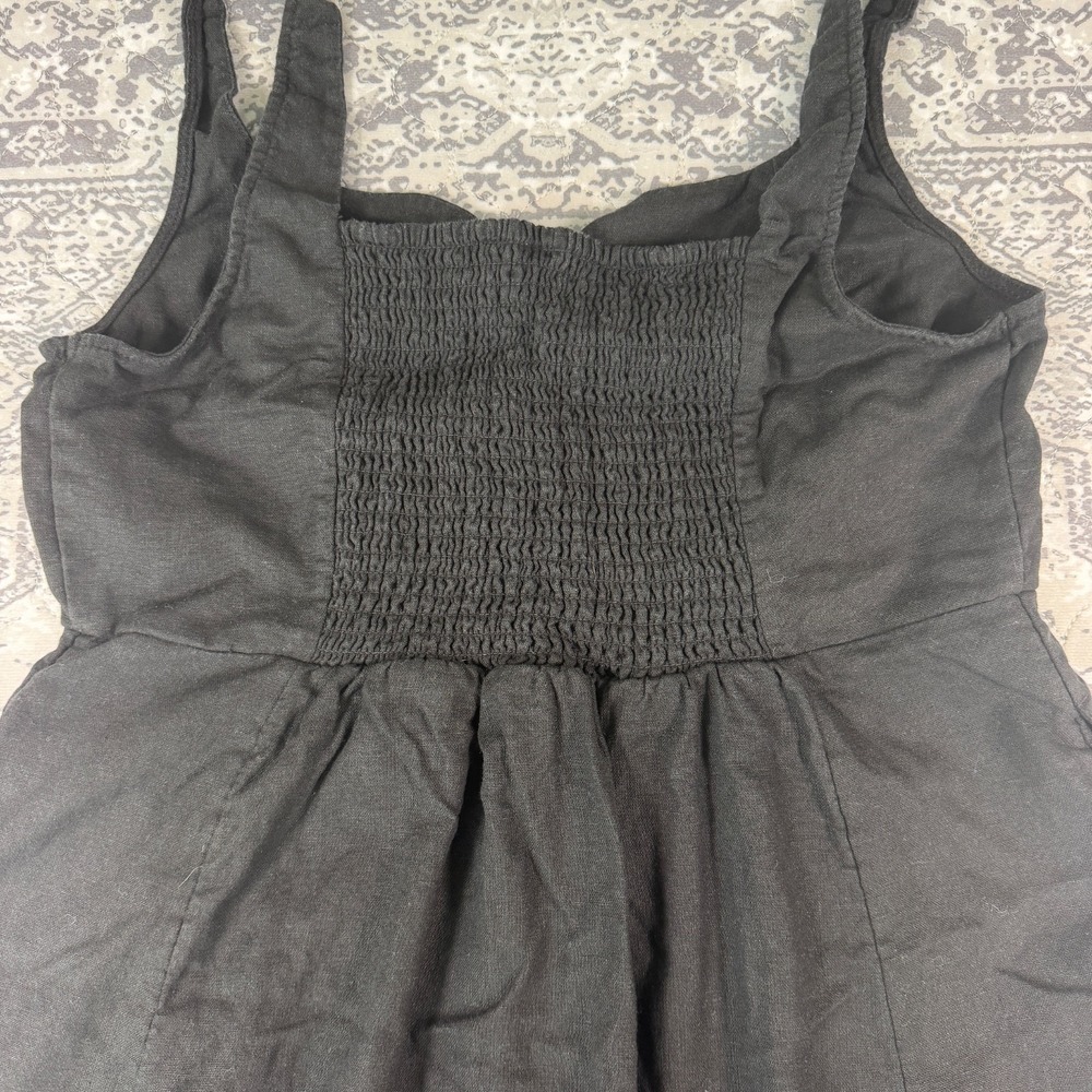 Old Navy Womens Dress Size L Large Black Linen Blend Midi Smocked Tank Sun Dress - Picture 9 of 10